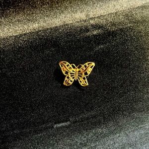 Napier Brooch, Gold Tone 3D Butterfly Pin, Butterfly Brooch